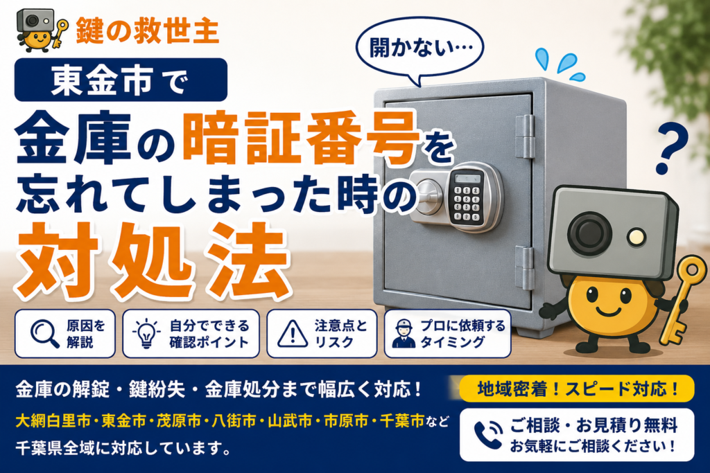東金市で金庫の暗証番号を忘れてしまった時の対処法を解説する鍵の救世主のアイキャッチ画像