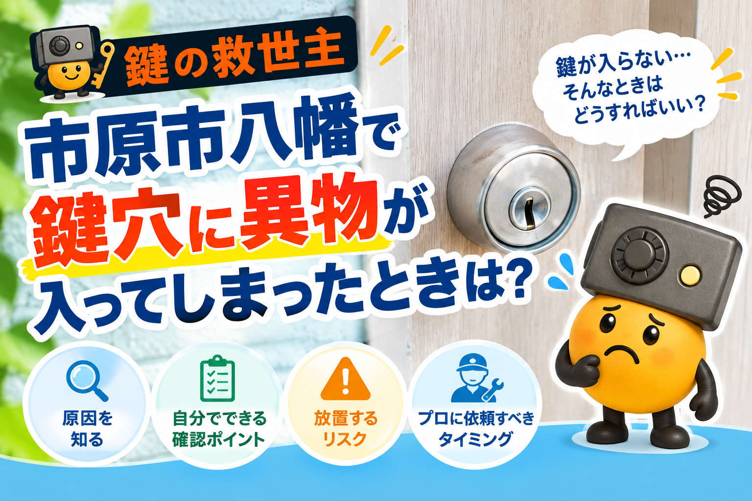 市原市八幡で鍵穴に異物が入ってしまったときの対処法を解説する鍵の救世主のアイキャッチ画像